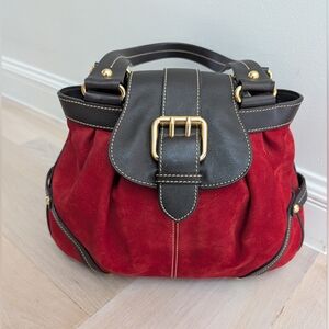 Dooney & Bourke Red Suede Hobo Bag
